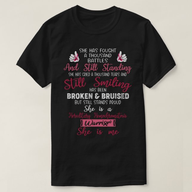 Camiseta Hemocromatose hereditária Consciência, ela é sua (Frente do Design)