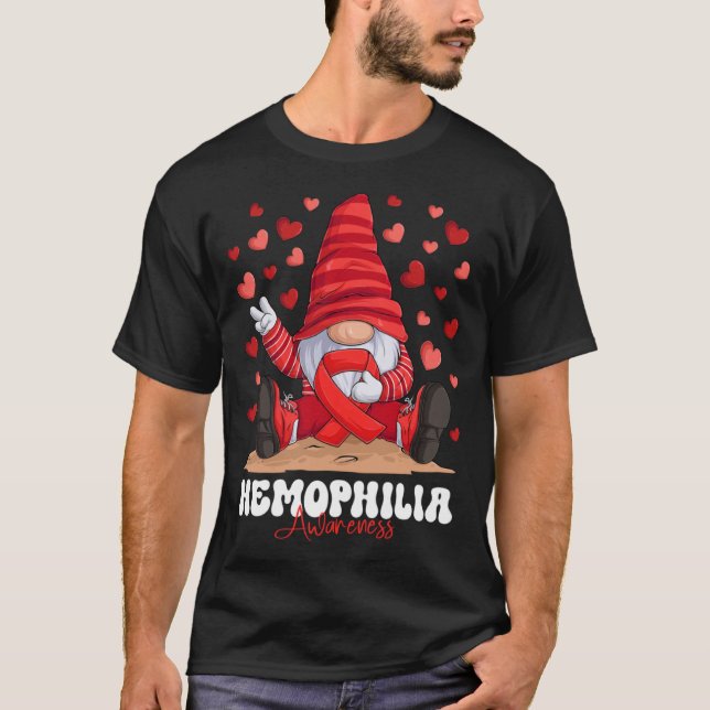 Camiseta Hemofilia Sensibilização Mês Gnomo Vermelho da Fit (Frente)