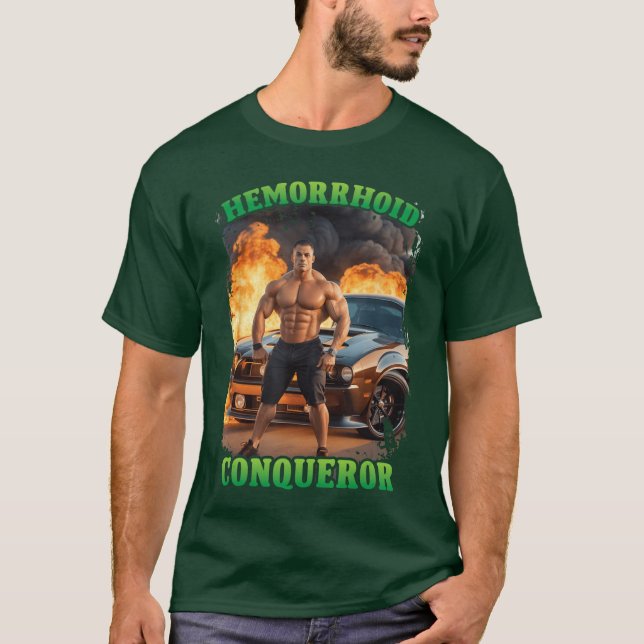 Camiseta Hemorrhoid Conqueror Funny Meme Weird Offensive Cr (Frente)
