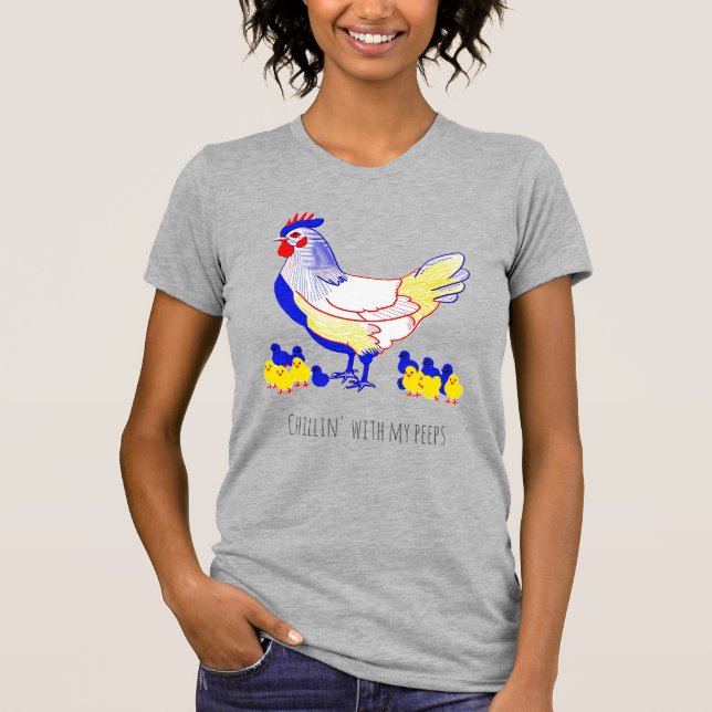 Camiseta Hen com Pintinhos (Frente)