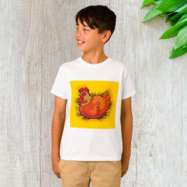 Camiseta Hen on Nest Bright Farmyard Chicken (Criador carregado)