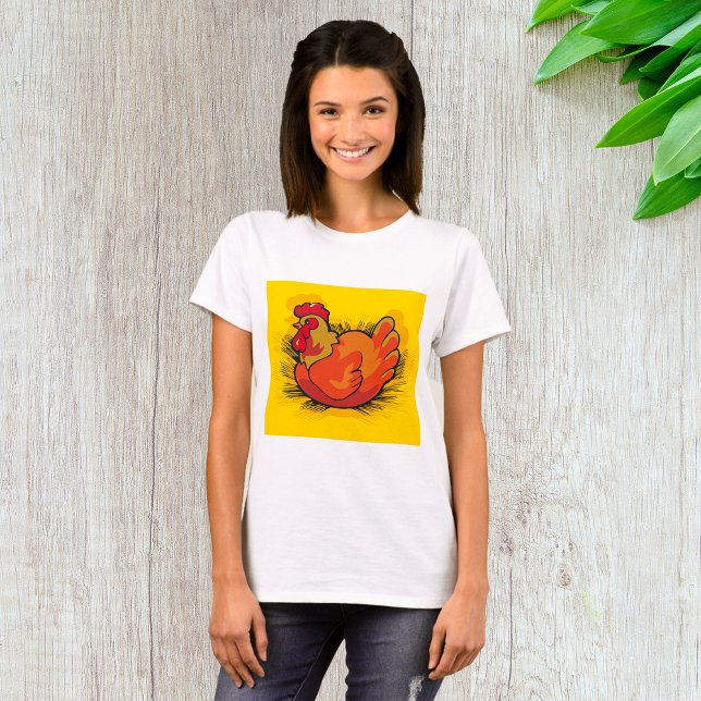 Camiseta Hen on Nest Bright Farmyard Chicken (Criador carregado)