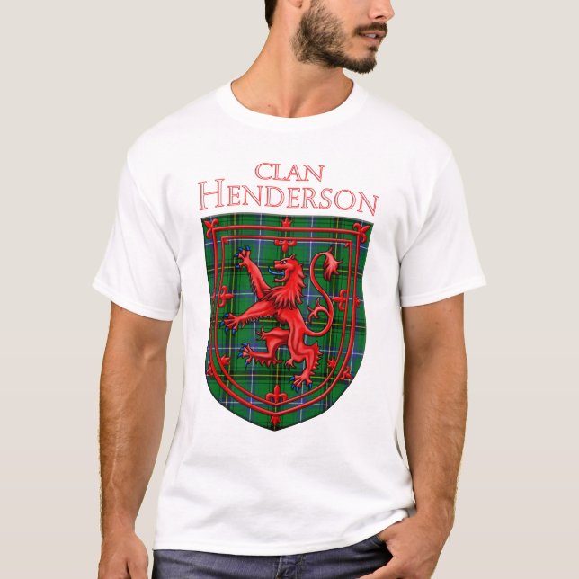 Camiseta Henderson Tartan Scottish Xadrez Lion Rampant (Frente)