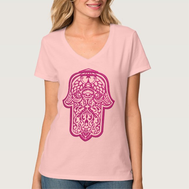Camiseta Henna Hand of Hamsa (Rosa) (Frente)