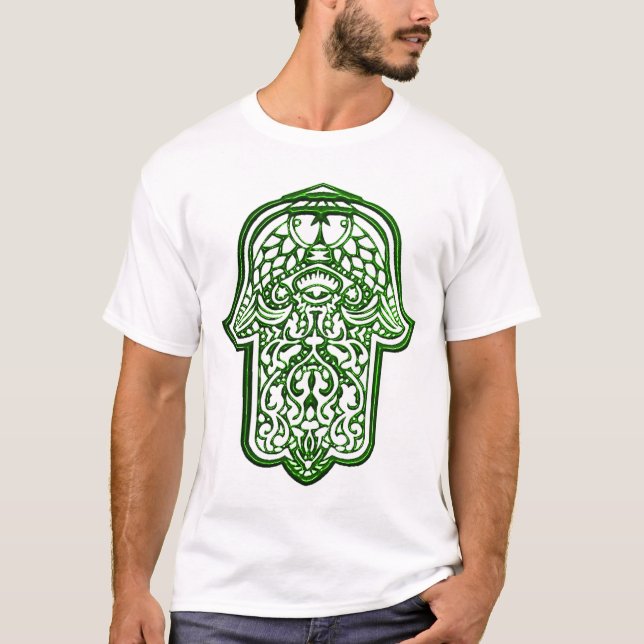 Camiseta Henna Hand of Hamsa (Verde) (Frente)