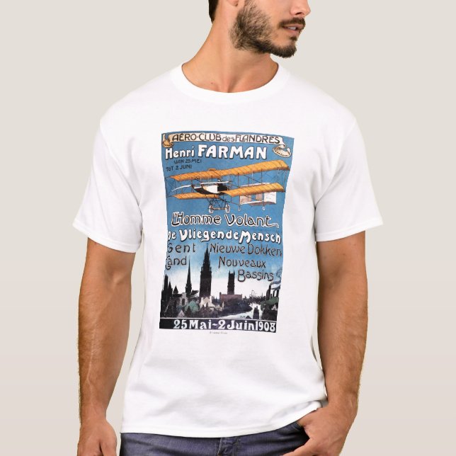 Camiseta Henry Farman voa o poster do Promo do homem de vôo (Frente)
