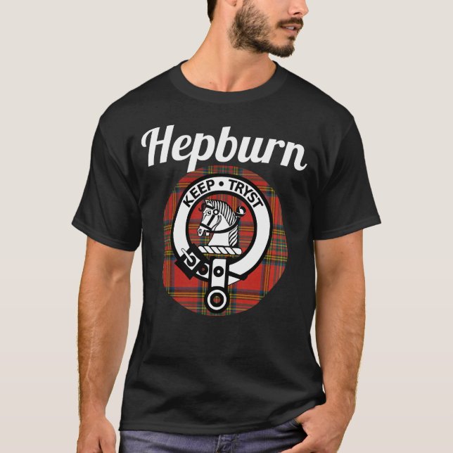 Camiseta Hepburn Clan Scottish Name Casaco De Arms Tartan (Frente)