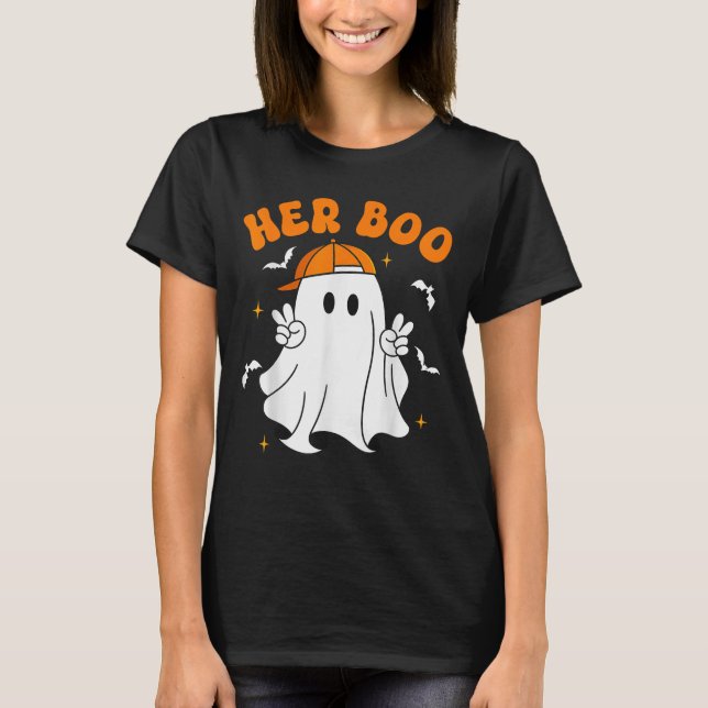 Camiseta Her Boo &amp; His Boo Funny Matching Halloween Cou (Frente)