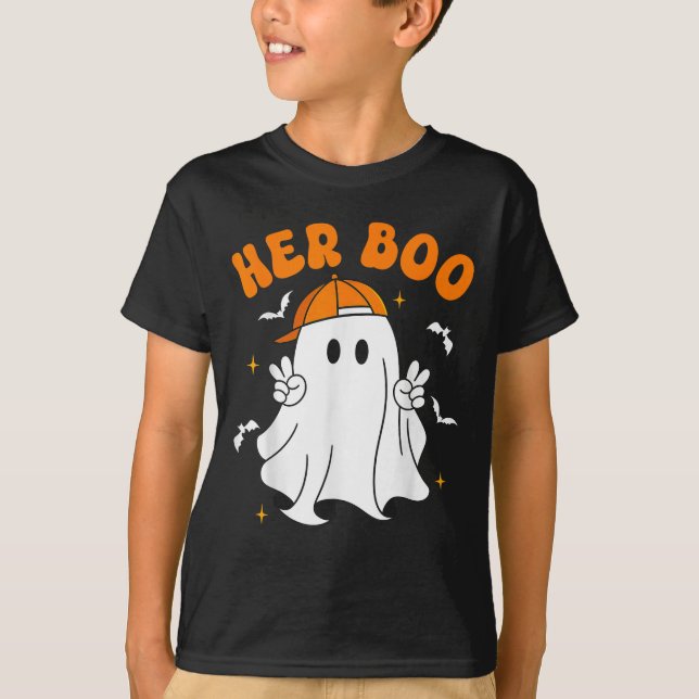 Camiseta Her Boo &amp; His Boo Funny Matching Halloween Cou (Frente)