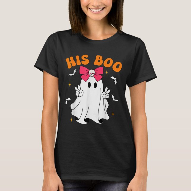 Camiseta Her Boo &amp; His Boo Funny Matching Halloween Cou (Frente)