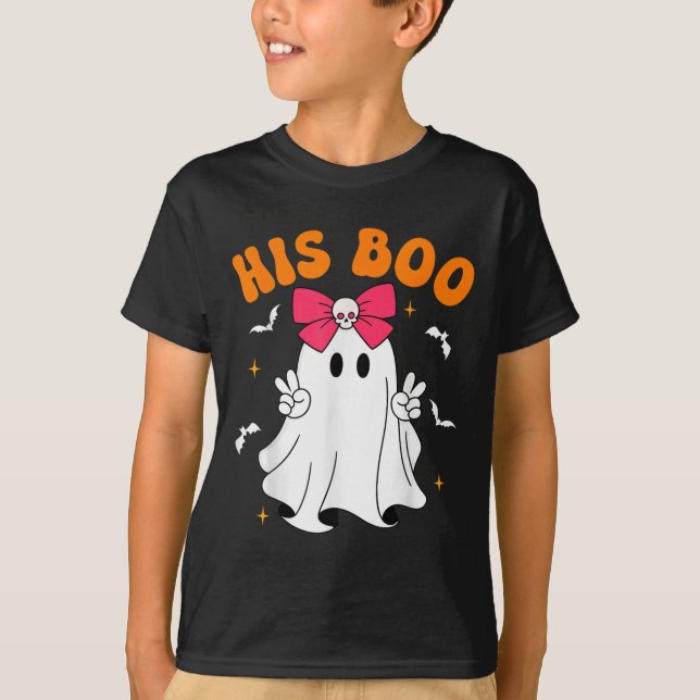Camiseta Her Boo &amp; His Boo Funny Matching Halloween Cou (Frente)