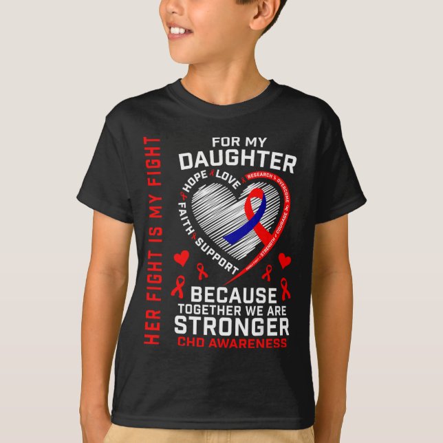 Camiseta Her Fight Daughter Chd Awareness Heart Disease Gra (Frente)