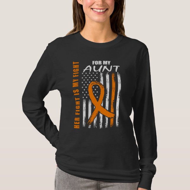 Camiseta Her Fight Is My Fight Aunt Leukemia Awareness USA  (Frente)
