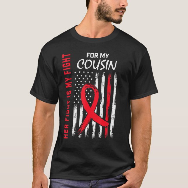 Camiseta Her Fight is my Fight Cousin Heart Disease Awarene (Frente)