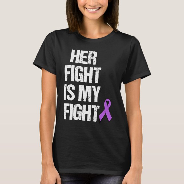 Camiseta Her Fight Is My Fight Purple Ribbon Epilepsy Aware (Frente)