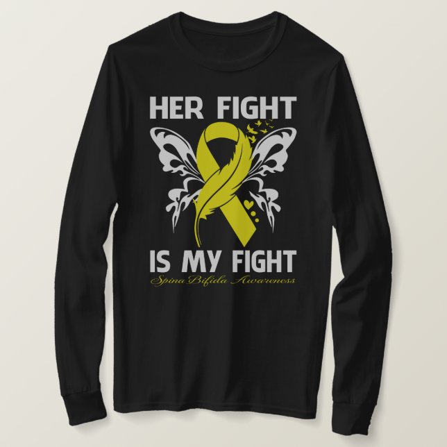 Camiseta Her Fight Is My Fight SPINA BIFIDA AWARENESS Butte (Frente do Design)
