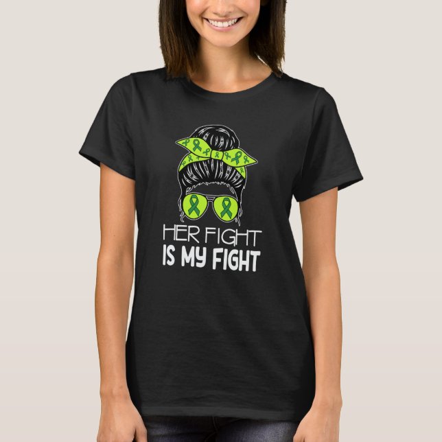 Camiseta Her Fight My Fight Cerebral Palsy Messy Bun CP Awa (Frente)