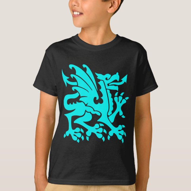 Camiseta Heraldic Dragon 01 - Ciano (Frente)