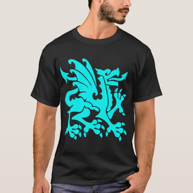 Camiseta Heraldic Dragon 01 - Ciano (Frente)