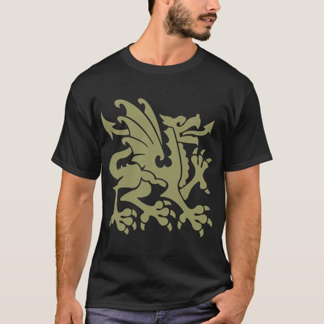 Camiseta Heraldic Dragon 01 - Khaki (Frente)