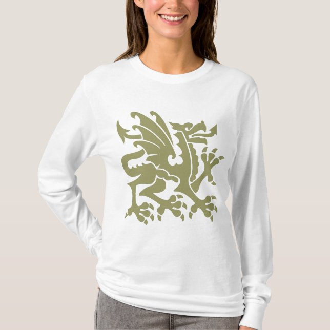 Camiseta Heraldic Dragon 01 - Khaki (Frente)