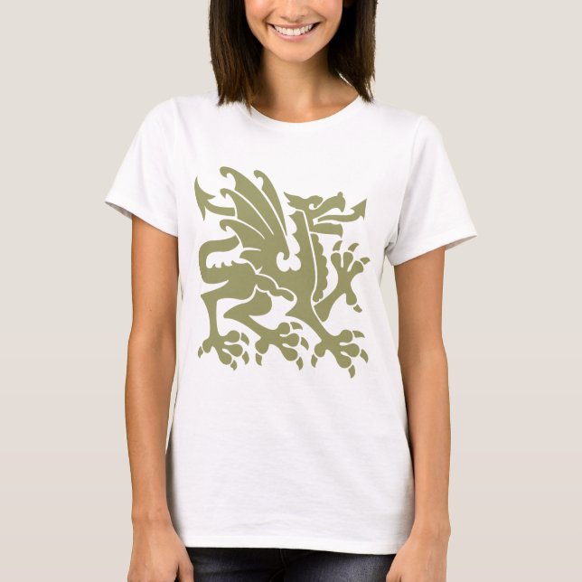 Camiseta Heraldic Dragon 01 - Khaki (Frente)