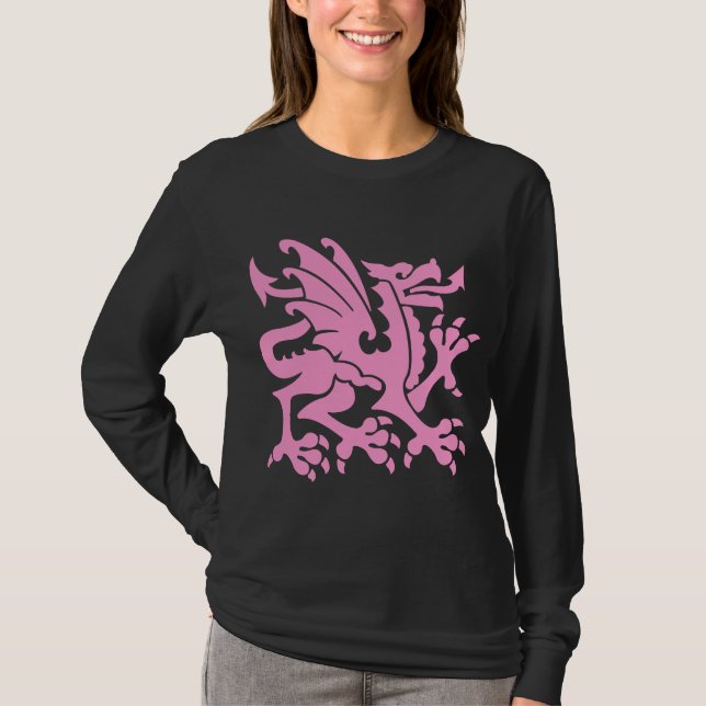 Camiseta Heraldic Dragon 01 - Rosa (Frente)