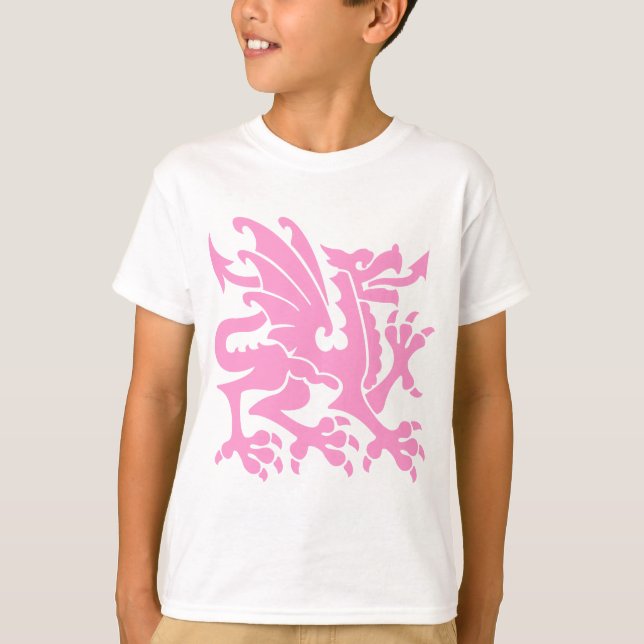 Camiseta Heraldic Dragon 01 - Rosa (Frente)