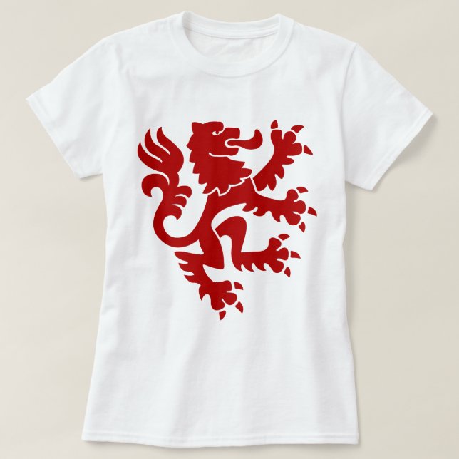 Camiseta Heraldic Lion 01 - Ruby Red (Frente do Design)