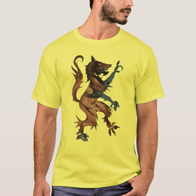 Camiseta Heraldic Wolf (design de mão desenhada) (Frente)
