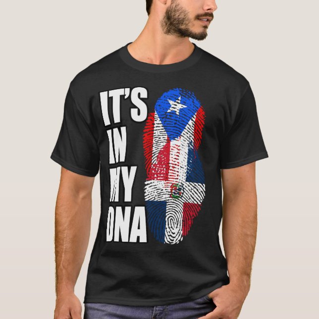 Camiseta Herança De DNA Dominicana E Puerto Rican Mix (Frente)