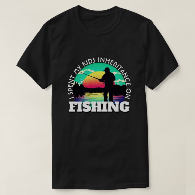 Camiseta Herança de Pesca Engraçada Gastada (Frente do Design)