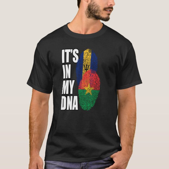 Camiseta Herança De Sinalizador De DNA Mistos De Barbadiano (Frente)