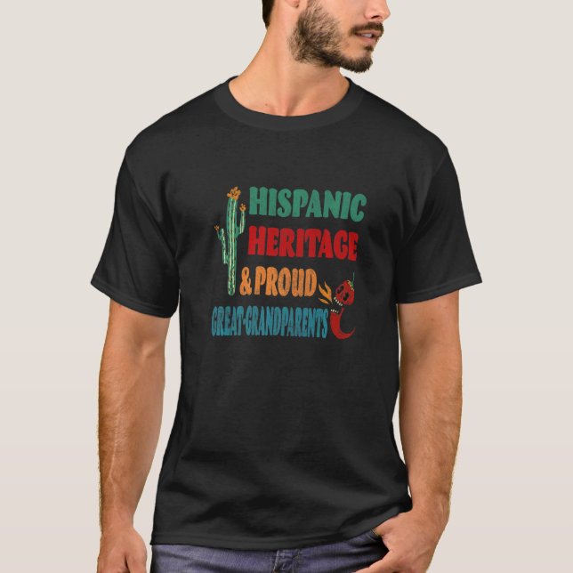 Camiseta Herança hispânica e Excelentes orgulhosos avós (Frente)