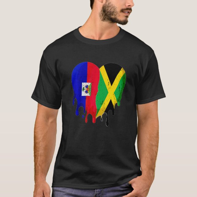 Camiseta Herança Hispânica jamaicana haitiana, mês de bande (Frente)