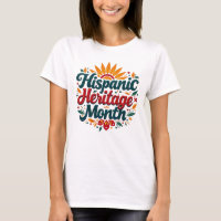 Herança Hispânica Mês Celebração Colorida Tee