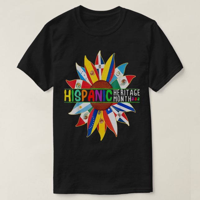 Camiseta Herança hispânica mês Latina todo país (Frente do Design)