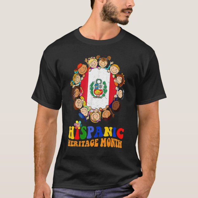 Camiseta Herança hispânica Mês Peru Crianças Meninas (Frente)