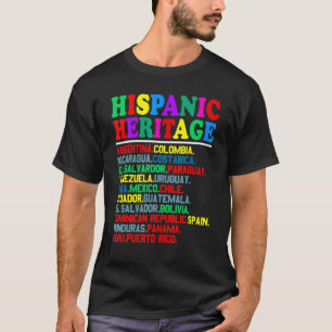 Camiseta Herança Hispânica Vintage Mês Raia Contagem de Lat