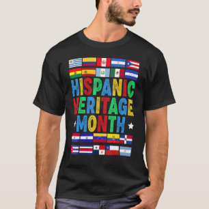 Camiseta Herança Hispânica Vintage Month Bandeiras Mulheres