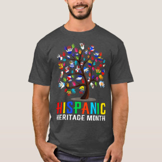 Camiseta Herança Nacional Hispânica Mês Bandeira Mão Árvore