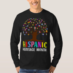 Camiseta Herança Nacional Hispânica Mês Bandeira Mão Árvore