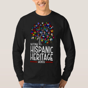 Camiseta Herança Nacional Hispânica Mês Bandeira Mão Árvore