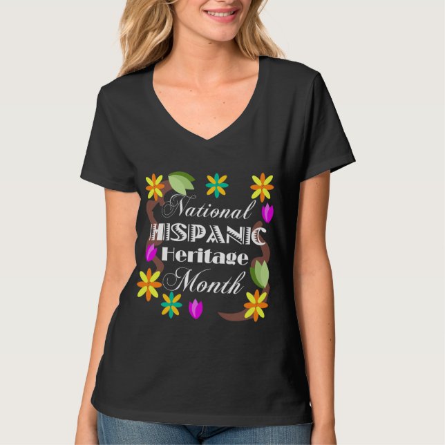 Camiseta Herança Nacional Hispânica Mês T-Shirt (Frente)