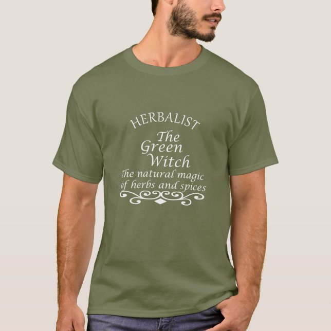 Camiseta Herbalista verde bruxa mágica medicina natural (Frente)
