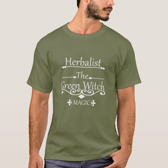 Camiseta Herbalista verde bruxa mágica medicina natural (Frente)