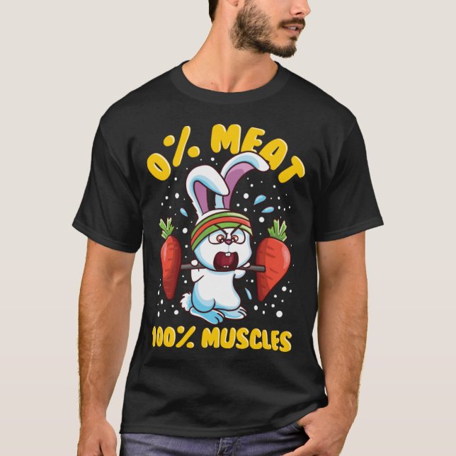 Camiseta Herbívoro Vegetariano Músculo do Coelho Gym Bu (Frente)