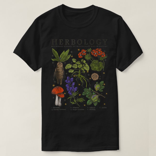 Camiseta Herbologia Plantas Estilo Vintage Textbook (Frente do Design)