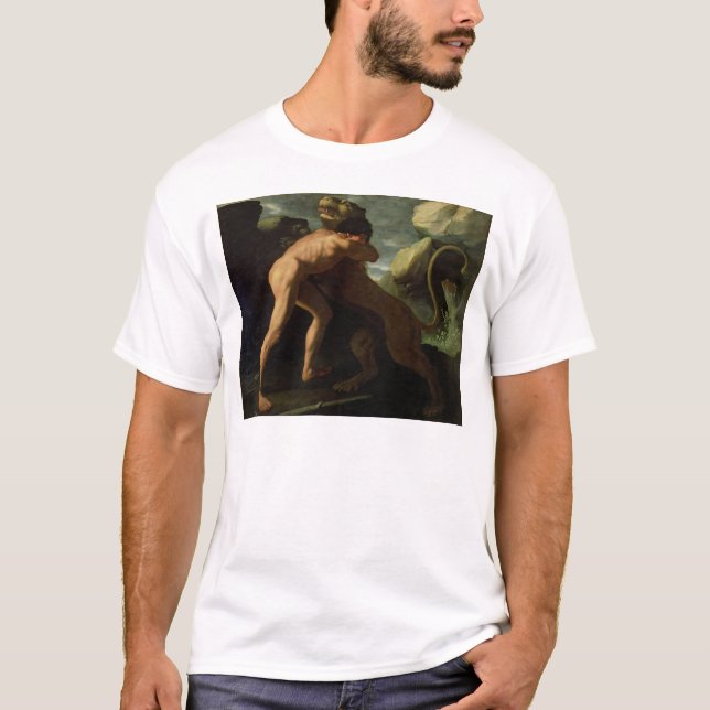 Camiseta Hercules que luta com o leão de Nemean (Frente)