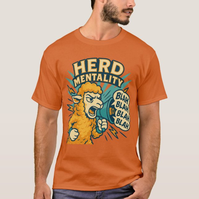 Camiseta Herd Mentality Sheep Protestando T-Shirt (Frente)